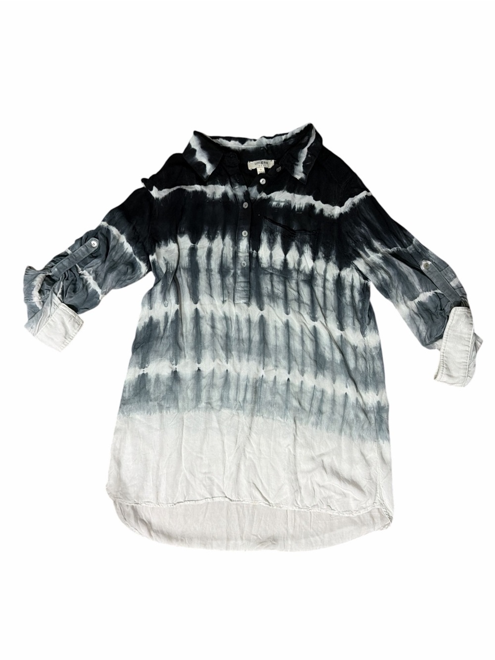 UMGEE Tie-Dye Button Front Tunic - Black & White